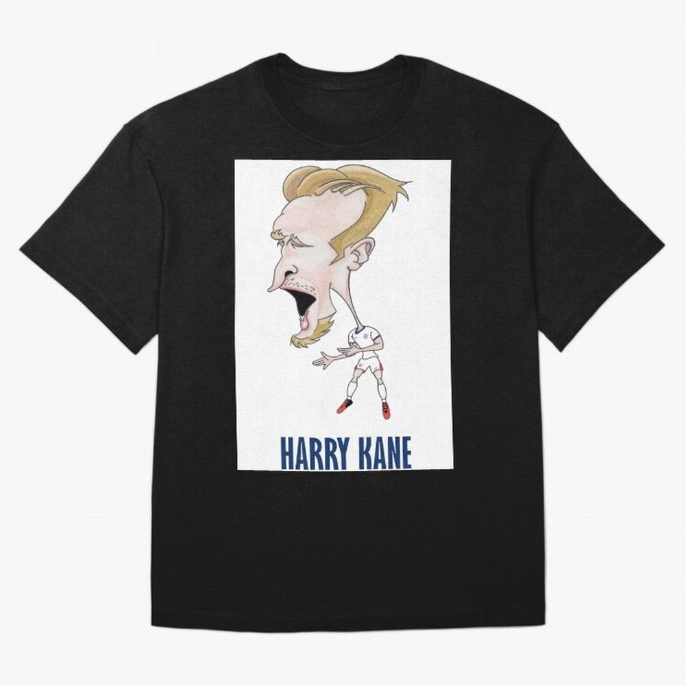 Harry Kane Caricature Print Oversized T-Shirt Join Match Day Hype around FIFA World Cup 2026, Messi and Cristiano Ronaldo, Brazil, Sports Nostalgia, International Competition, Famous Players and Unforgettable Victories; Perfect for Fans,