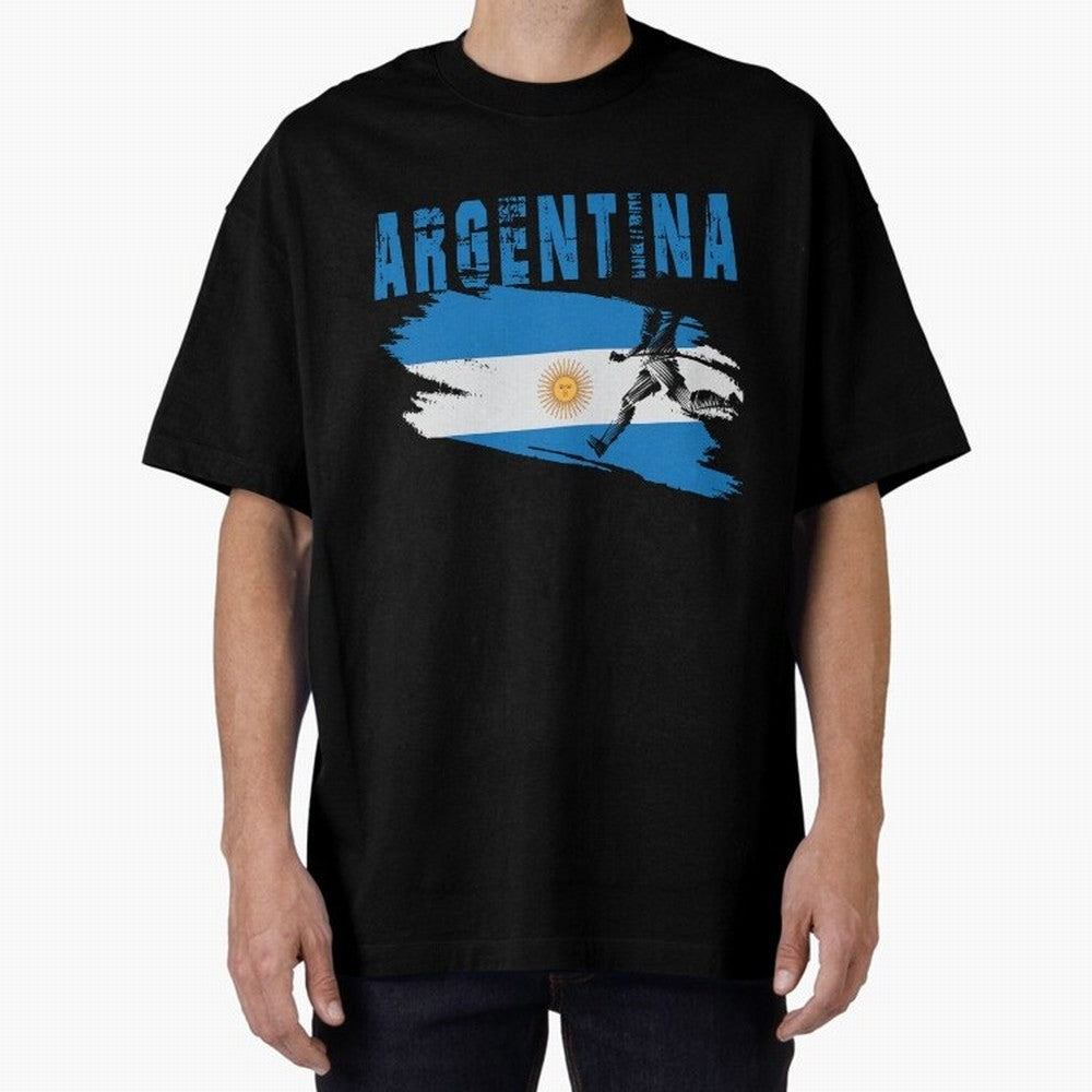 Argentina World Cup 2026 ¨C Pride in Motion Oversized T-Shirt Bring Stadium Energy to the FIFA World Cup 2026 USA Canada Mexico Journey through Neymar, Haaland and Cristiano Ronaldo Highlights, Argentina, France and Brazil Pride, Retro Football