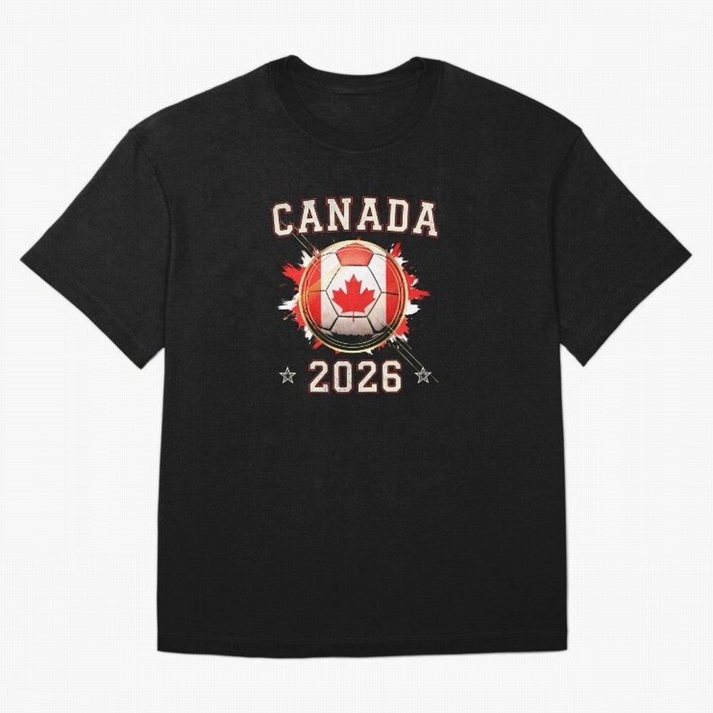 Front Print Canada Soccer World Cup 2026 - Canadian Fan Gift T-Shirt_84561562 Oversized T-Shirt Represent Football Lovers during FIFA World Cup 2026 USA Canada Mexico for Fans of Messi and Argentina, Bringing Goal Celebration Energy, Supporter