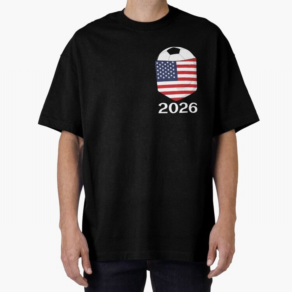 Soccer 2026 USA in the breast pocket Oversized T-Shirt Live the Energy of the FIFA World Cup 2026 Group Stage Journey through Cristiano Ronaldo Highlights, Spain Pride, Fan Favorite Moments, National Team Passion, Big Match Drama and Soccer