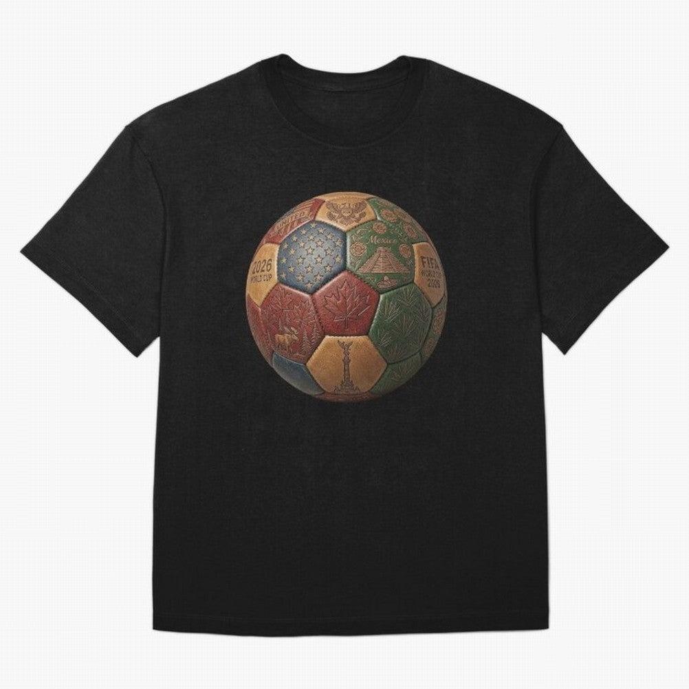 Artistic Ball for the 2026 World Cup ¨C USA, Mexico & Canada Football Design Oversized T-Shirt Make Your Look Match Match Day Hype around FIFA World Cup 2026 Group Stage, Mbappe, Argentina and Brazil, Tournament Hype, Historic Matchups, Family