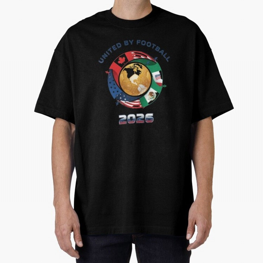 Connected Network Soccer Ball World Cup 2026 Concept Oversized T-Shirt Upgrade Global Football Passion for FIFA World Cup 2026 USA Canada Mexico, with Mbappe and Neymar, Netherlands, Football Passion, Legendary Performances, Festival Vibes and