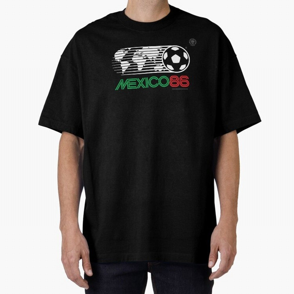 Mexico 86 Logo Tribute ¨C Retro Soccer World Cup Inspired Graphic | Vintage Mexican Football Art | Ruben Santiago Creative Oversized T-Shirt Bring Stadium Energy to FIFA World Cup 2026 Group Stage Connected to Messi, CR7 and Mbappe, Argentina,