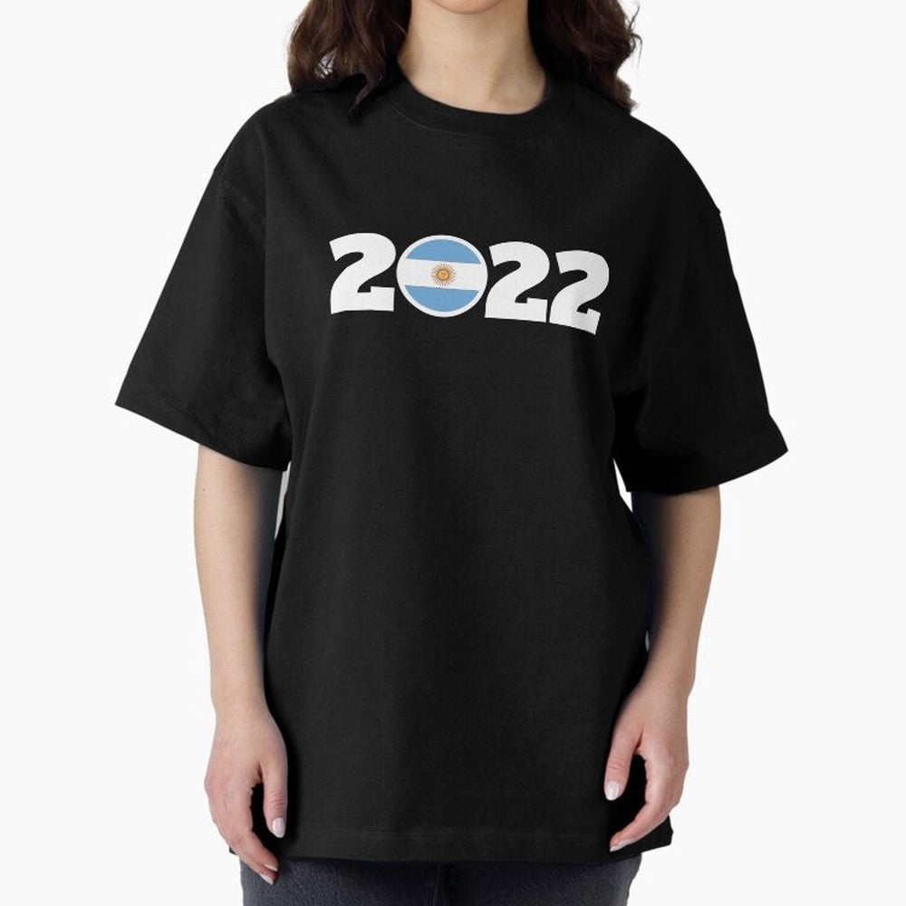 Argentina 2022 World Champions Three Stars Oversized T-Shirt Carry the FIFA World Cup 2026 Group Stage Journey through Haaland and Mbappe Highlights, Spain and Netherlands Pride, Sports Nostalgia, International Competition, Famous Players and