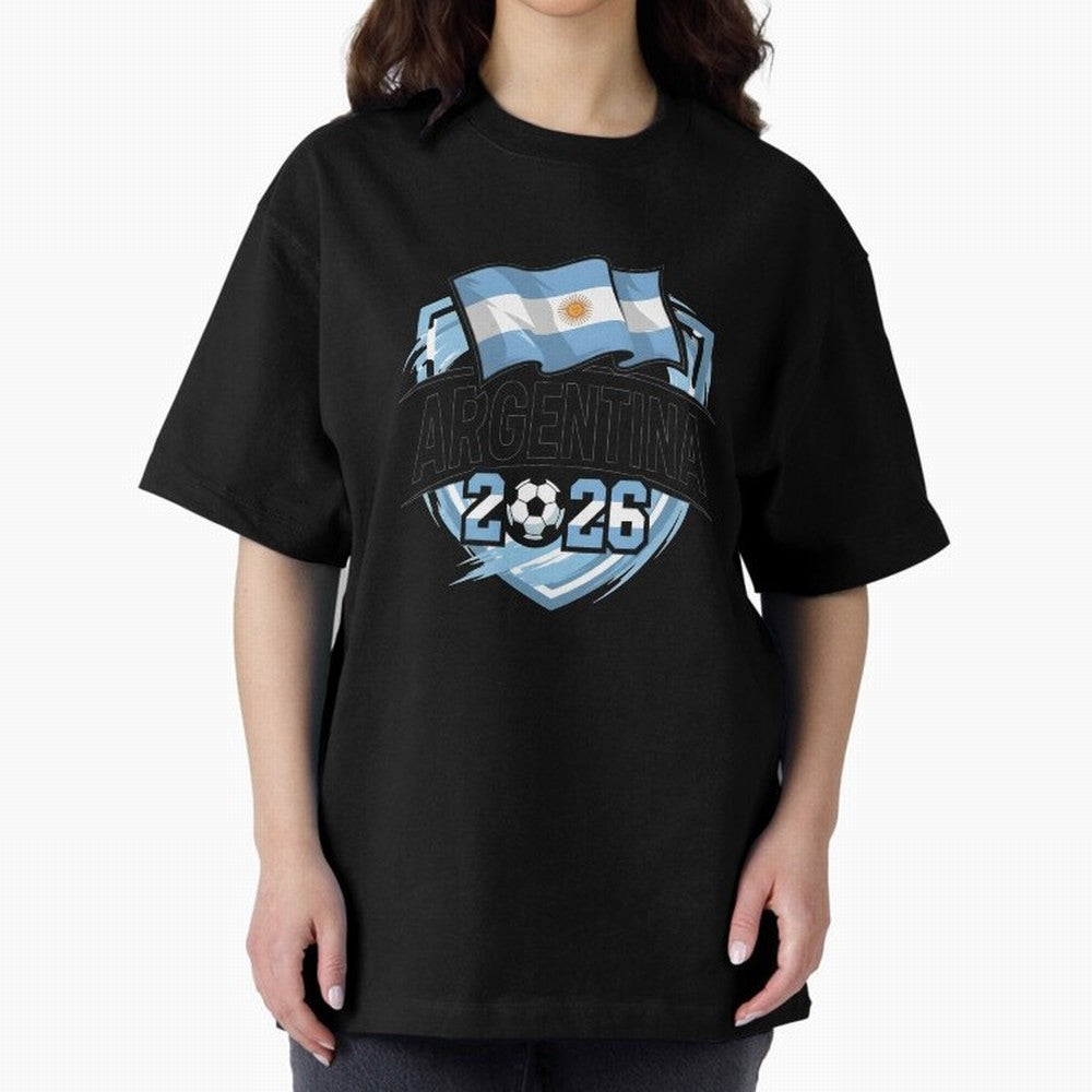 ARGENTINA World Cup 2026 Poster ¨C ARGENTINA Football Oversized T-Shirt Join Match Day Hype around FIFA World Cup 2026, Messi and Cristiano Ronaldo, England, Football Passion, Legendary Performances, Festival Vibes and Supporter Community; Perfect