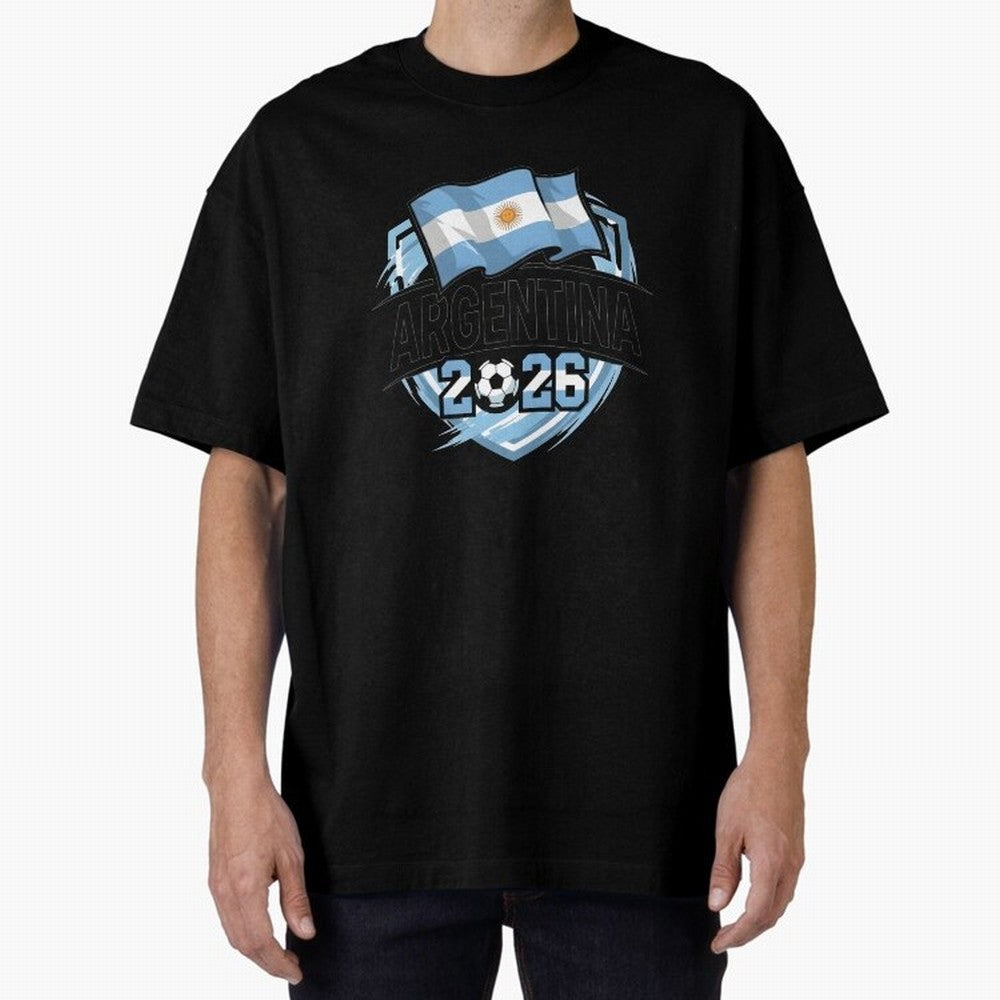 ARGENTINA World Cup 2026 Poster ¨C ARGENTINA Football Oversized T-Shirt Join Match Day Hype around FIFA World Cup 2026, Messi and Cristiano Ronaldo, England, Football Passion, Legendary Performances, Festival Vibes and Supporter Community; Perfect