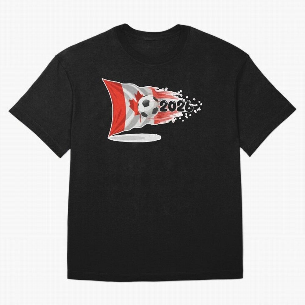 2026 Soccer World Cup Canada Flag T-Shirt | Dynamic Football Fan Tee Oversized T-Shirt Show Up for the Glory of FIFA World Cup 2026 USA Canada Mexico Connected to Messi, Neymar and Mbappe, Spain and Netherlands Energy, Classic Soccer Heritage,